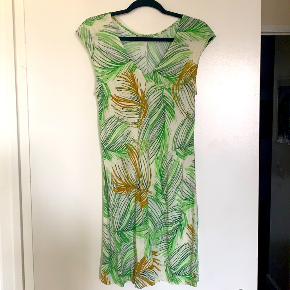 Jams World Sherry Dress Palm Print Rayon Sz S